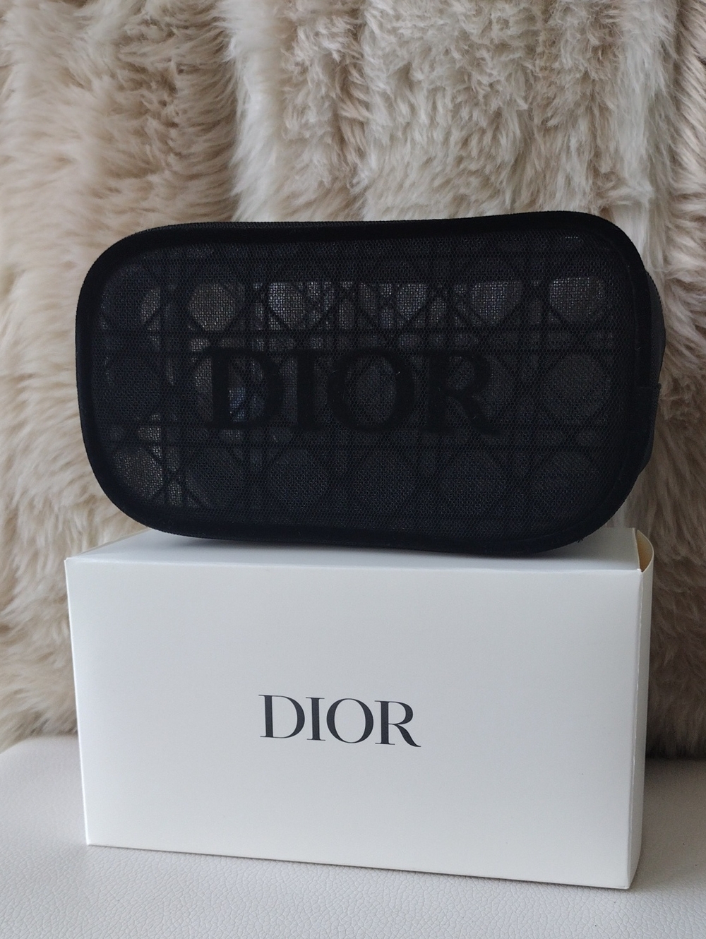 Dior Black Mesh Logo Pouch - Picture 2 of 12